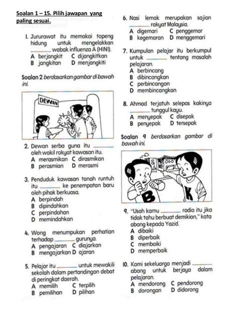 Koleksi Soalan Objektif Bahasa Melayu Tingkatan 3 Image